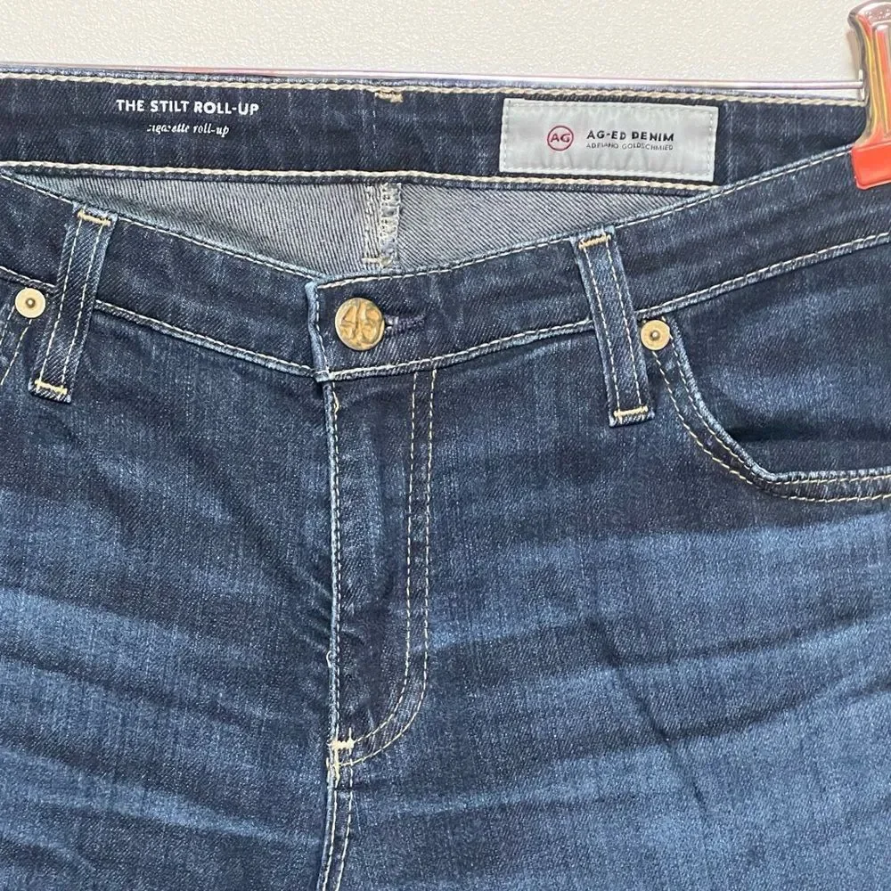 AG-ED Adrianno Goldschmied Stilt Roll Up Cigarette Jeans Sz 32R - Picture 4 of 6